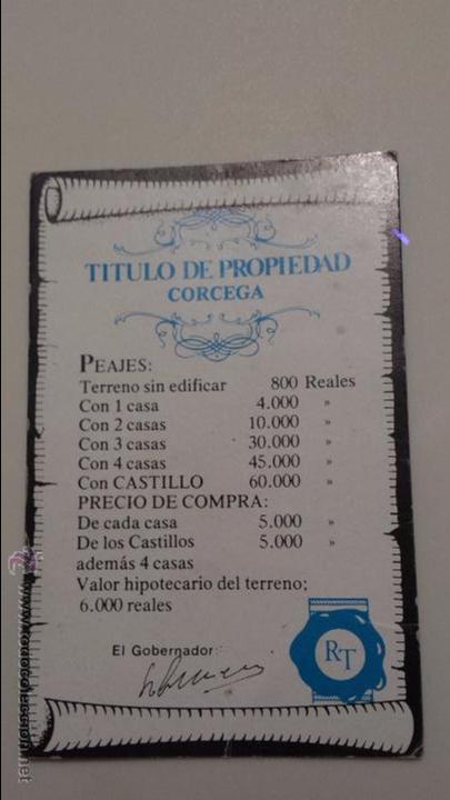 Juegos de mesa: RUTA DEL TESORO TITULO PROPIEDAD CORCEGA