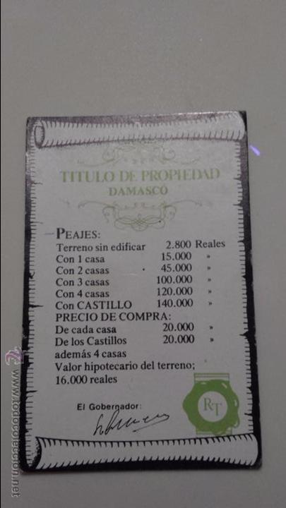 Juegos de mesa: RUTA DEL TESORO TITULO PROPIEDAD DAMASCO