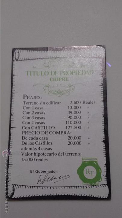Juegos de mesa: RUTA DEL TESORO TITULO PROPIEDAD CHIPRE