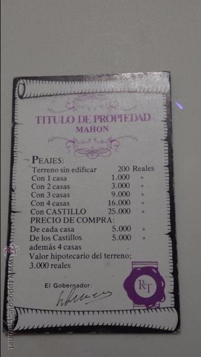 Juegos de mesa: RUTA DEL TESORO TITULO PROPIEDAD MAHON - Foto 1