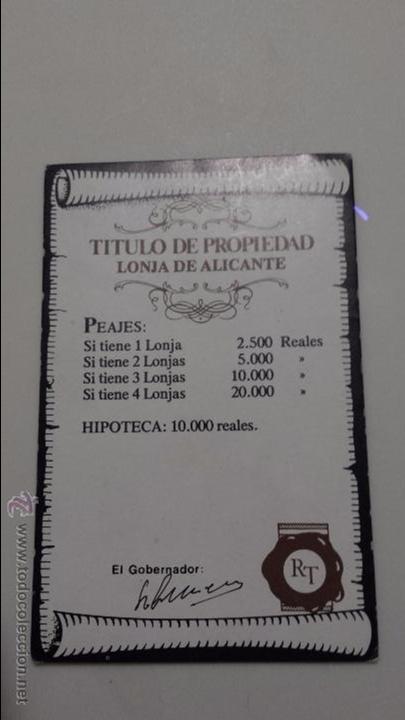 Juegos de mesa: RUTA DEL TESORO TITULO PROPIEDAD LONJA DE ALICANTE