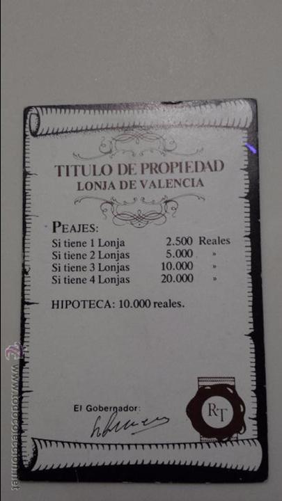 Juegos de mesa: RUTA DEL TESORO TITULO PROPIEDAD LONJA DE VALENCIA