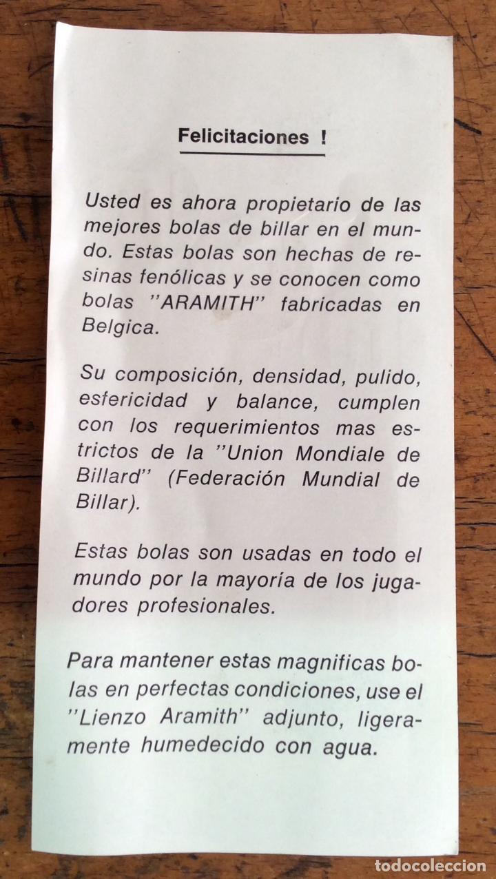 Juegos de mesa: S&Uacute;PER ARAMITH- BOLAS DE BILLAR ANTIGUAS - Foto 5