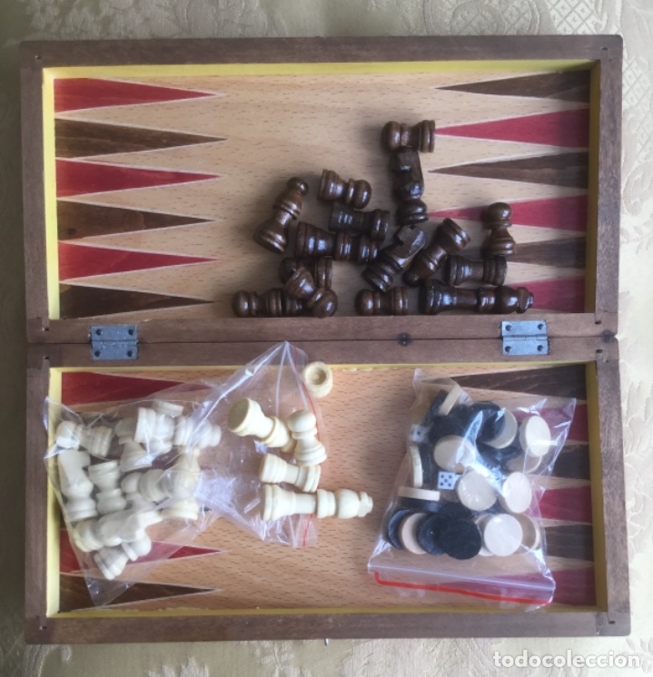Juegos de mesa: PRECIOSA CAJA DE AJEDREZ, DAMAS Y Backgammon DENTRO DE MADERA - Foto 13