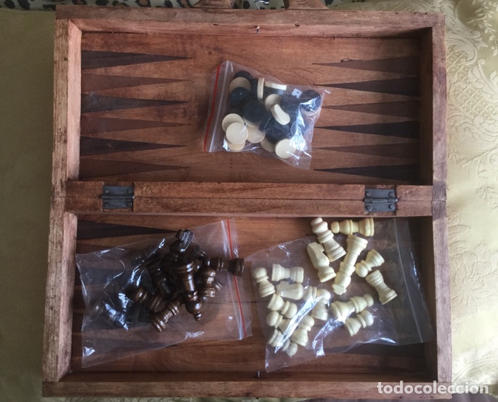 Juegos de mesa: PRECIOSA CAJA DE MARQUETERIA DE BACKGAMMON Y AJEDREZ - Foto 6