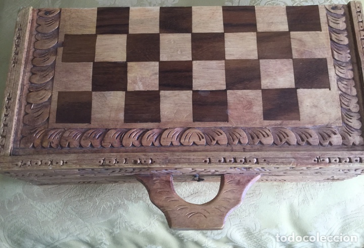 Juegos de mesa: PRECIOSA CAJA DE MARQUETERIA DE BACKGAMMON Y AJEDREZ - Foto 7