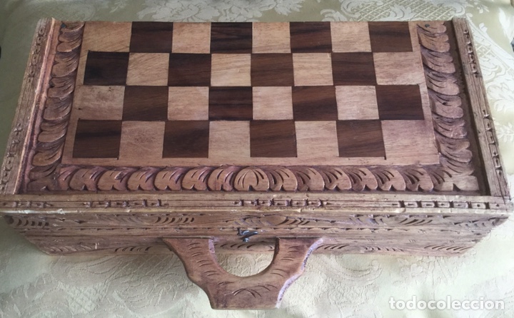 Juegos de mesa: PRECIOSA CAJA DE MARQUETERIA DE BACKGAMMON Y AJEDREZ - Foto 16