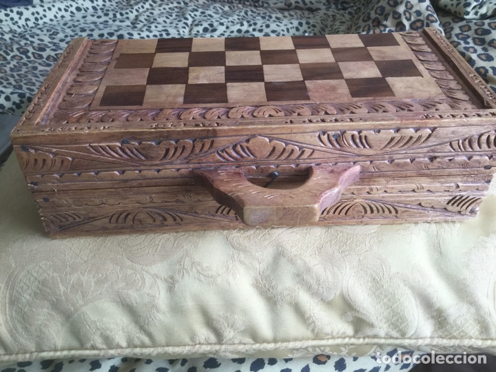 Juegos de mesa: PRECIOSA CAJA DE MARQUETERIA DE BACKGAMMON Y AJEDREZ - Foto 20