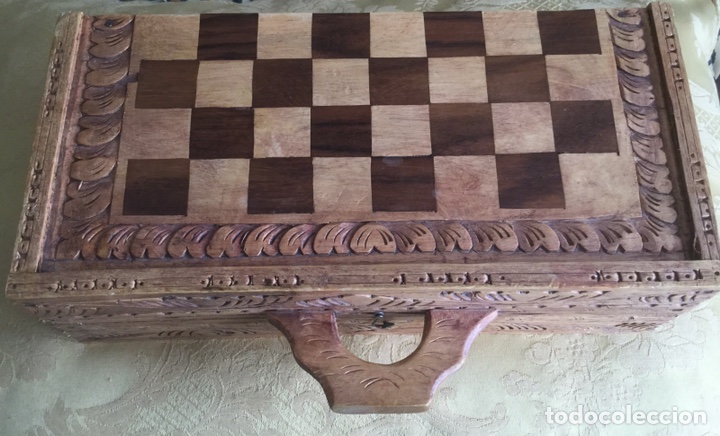 Juegos de mesa: PRECIOSA CAJA DE MARQUETERIA DE BACKGAMMON Y AJEDREZ - Foto 22