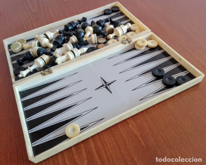 Juegos de mesa: Juego de ajedrez / backgammon magn&eacute;tico vintage - Foto 3