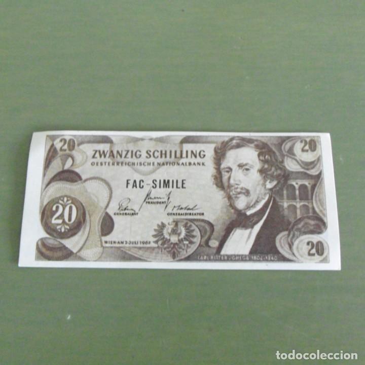 Juegos de mesa: Billete 20 chelines austriacos. Facs&iacute;mil de juego. - Foto 1