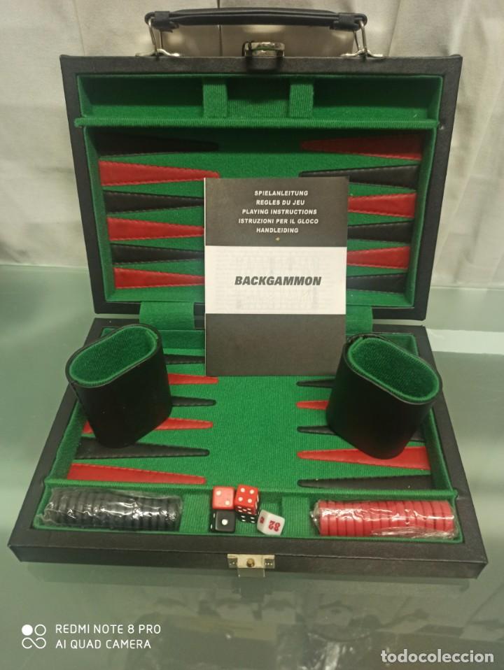 Juegos de mesa: BACKGAMMON MALETIN PIEL. NUEVO - Foto 3