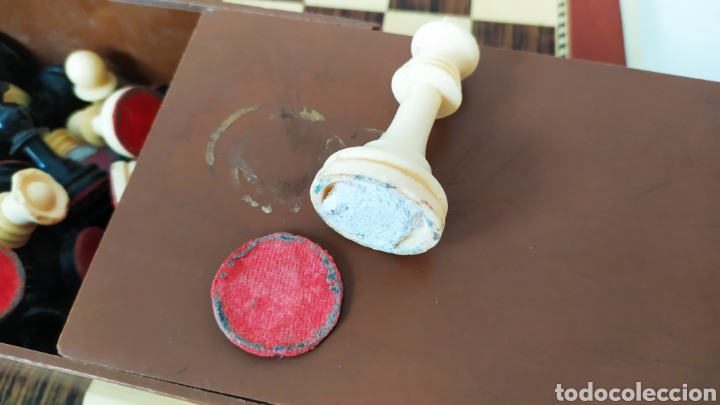 Juegos de mesa: Ajedrez antiguo con caja y piezas. - Foto 12