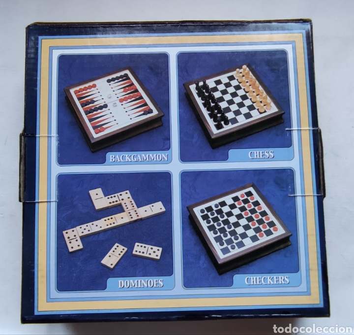 Juegos de mesa: Caja de madera con 4 juegos. - Foto 2