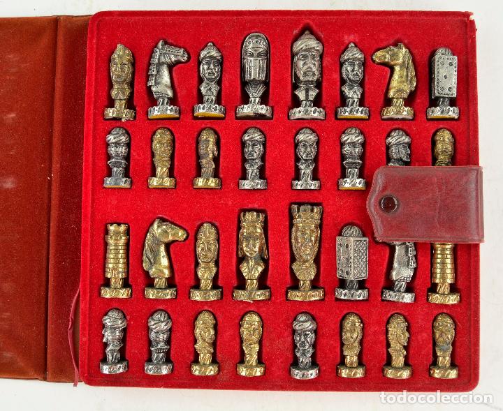 Juegos de mesa: Piezas de ajedrez de antimonio con estuche, 32 trebejos. - Foto 2