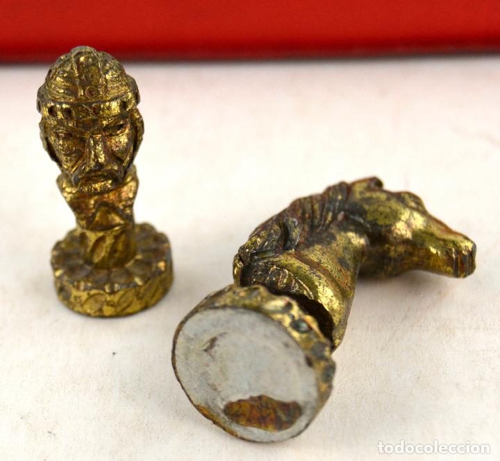 Juegos de mesa: Piezas de ajedrez de antimonio con estuche, 32 trebejos. - Foto 3