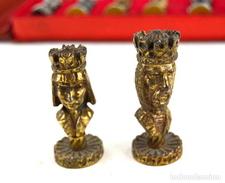 Juegos de mesa: Piezas de ajedrez de antimonio con estuche, 32 trebejos. - Foto 5