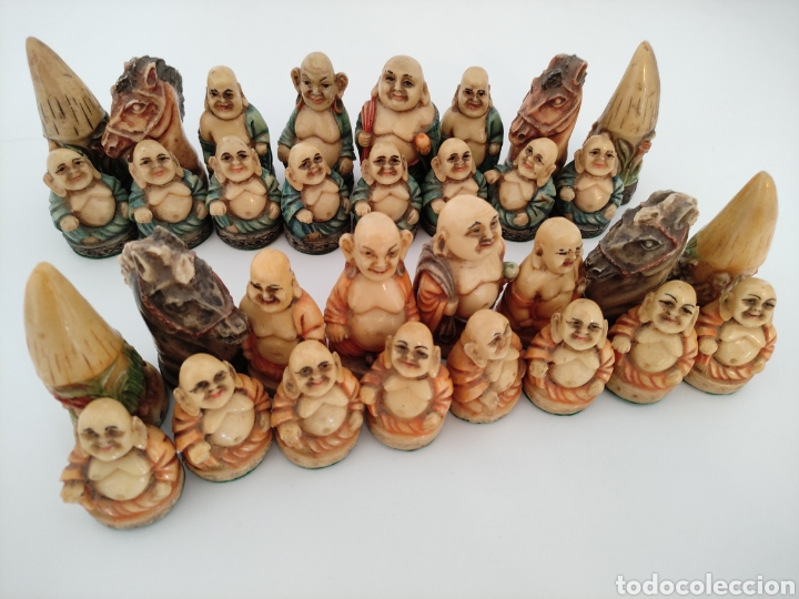 Juegos de mesa: Conjunto de figuras orientales de ajedrez vintage - Foto 4