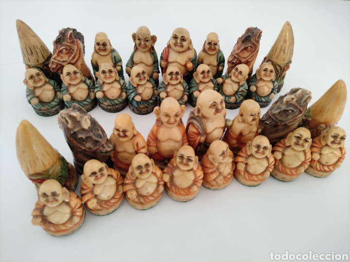 Juegos de mesa: Conjunto de figuras orientales de ajedrez vintage - Foto 5
