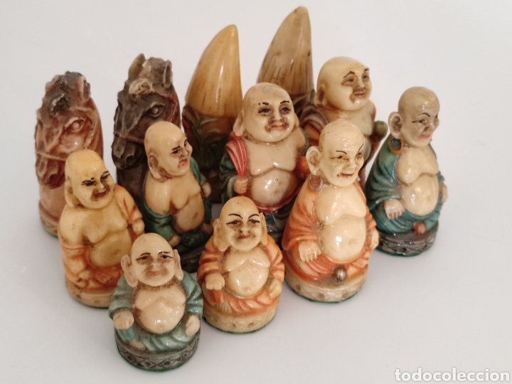 Juegos de mesa: Conjunto de figuras orientales de ajedrez vintage - Foto 15