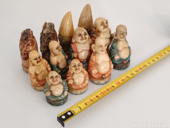 Juegos de mesa: Conjunto de figuras orientales de ajedrez vintage - Foto 16