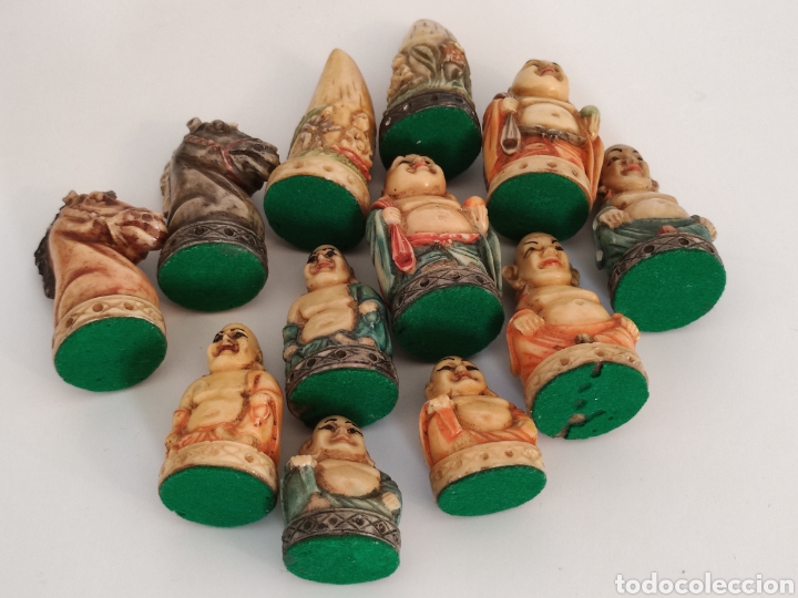 Juegos de mesa: Conjunto de figuras orientales de ajedrez vintage - Foto 20