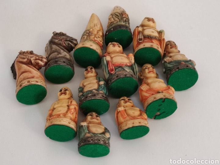 Juegos de mesa: Conjunto de figuras orientales de ajedrez vintage - Foto 21
