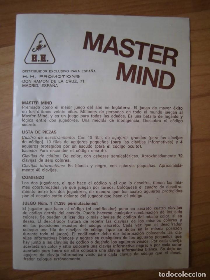 Juegos de mesa: MASTER MIND H.H. 1978 INCOMPLETO PERO S&Iacute; INSTRUCCIONES - Foto 3
