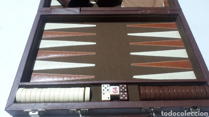 Juegos de mesa: Maleta simil piel juego Backgamon completo - Foto 5