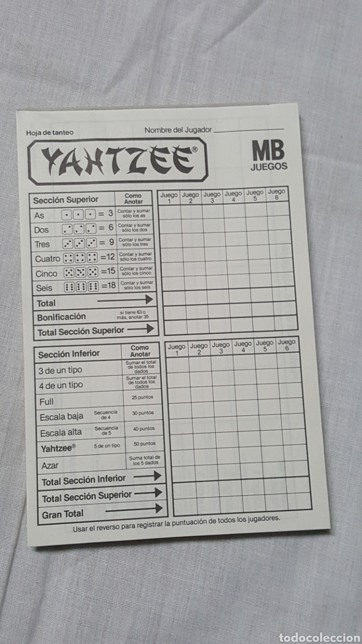 Juegos de mesa: JUEGO YAHTZEE DE MB Ref. 4502 - Foto 7