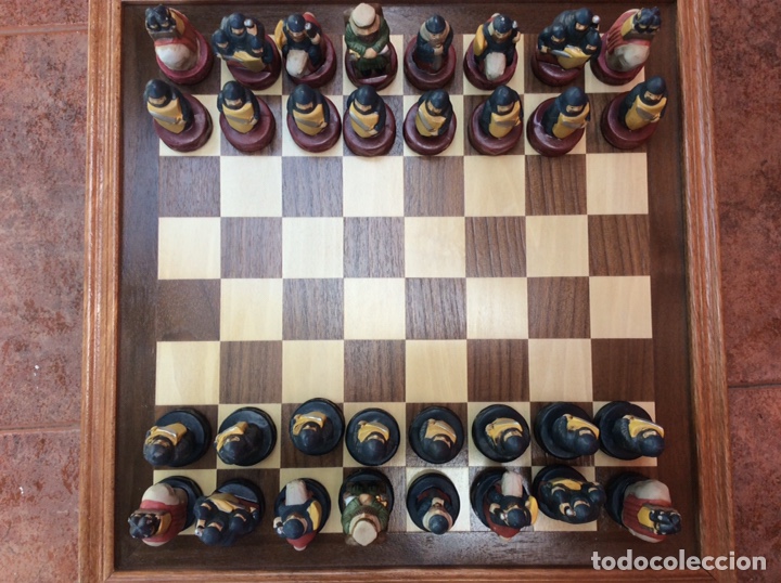 Juegos de mesa: Ajedrez cer&aacute;mica pintada con caja tablero - Foto 3