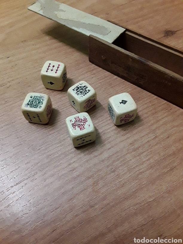 Juegos de mesa: Muy antiguo set de dados de Poker - Foto 1