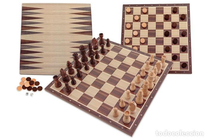 Juegos de mesa: Chess. JUEGO AJEDREZ DAMAS BACKGAMMON DE MADERA - Foto 1