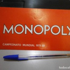 Juegos de mesa: DIFICIL PEGATINA CAMPEONATO MUNDIAL 1979 80 MONOPOLY BORRAS ORIGINAL