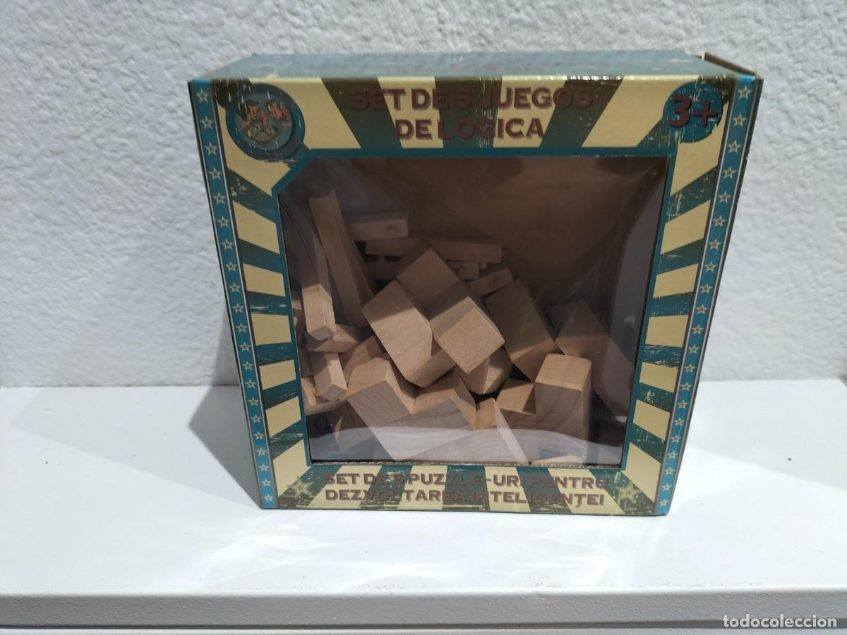 Juegos de mesa: SET DE 5 JUEGOS DE LOGICA CON PIEZAS DE MADERA - Foto 1
