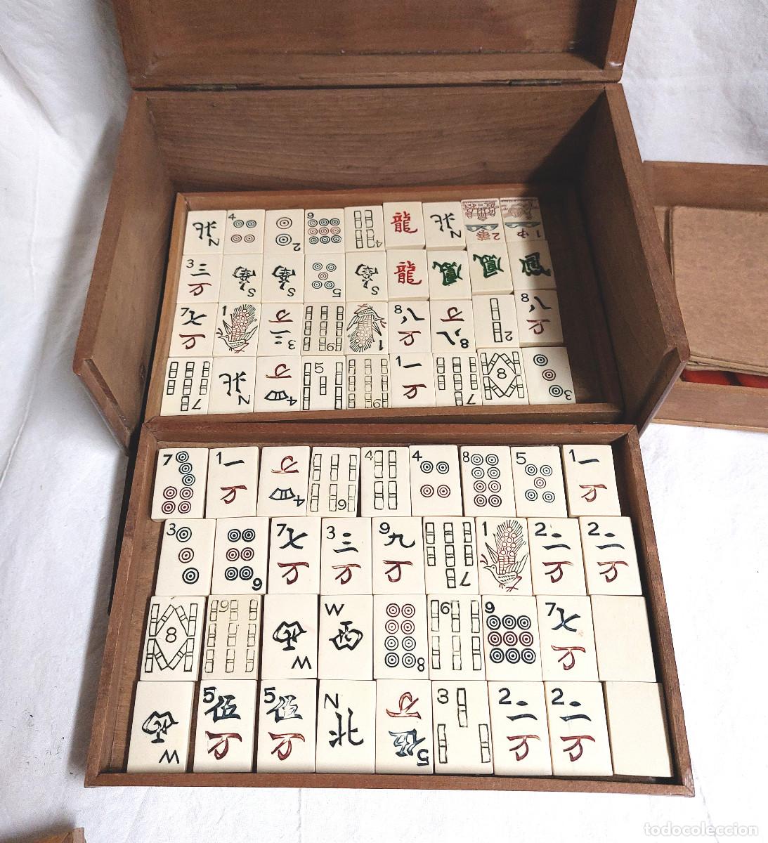 Juegos de mesa: Mah Jong finales S XIX, Caja Estuche de Madera - Foto 2