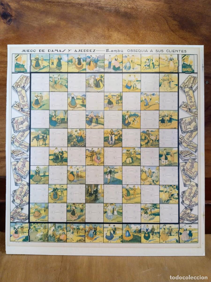 Juegos de mesa: Antiguo Ajedrez Damas obsequio papel de fumar BAMB&Uacute; - Foto 1