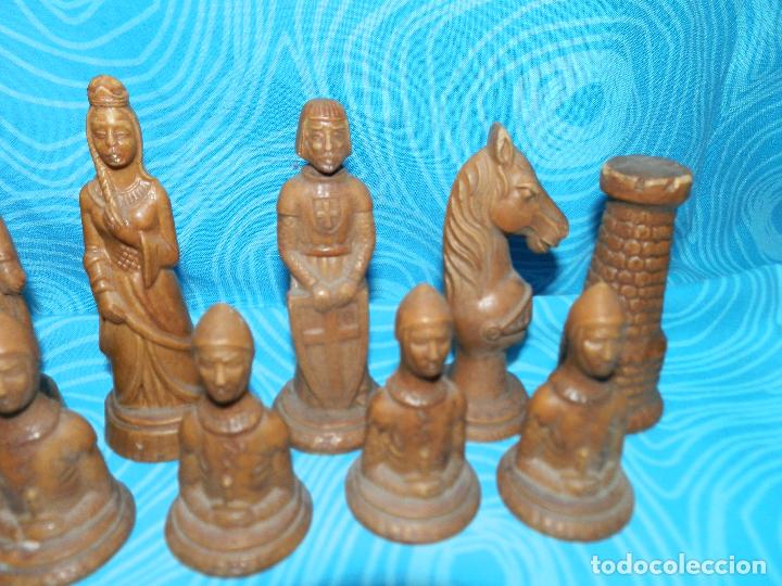 Juegos de mesa: ANTIGUO AJEDREZ EN PASTA, INCOMPLETO - Foto 7