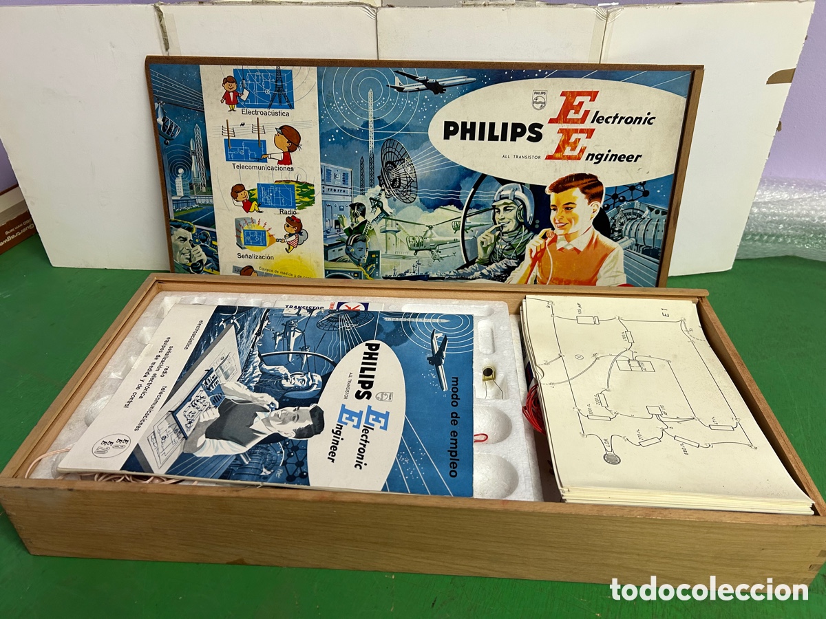 Juegos de mesa: ANTIGUO PHILIPD ELECTRNIC ALL TRANSISTOR ENGINEER E E 8 Y E E 20 EN CAJA DE MADERA INCOMPLETO - Foto 3