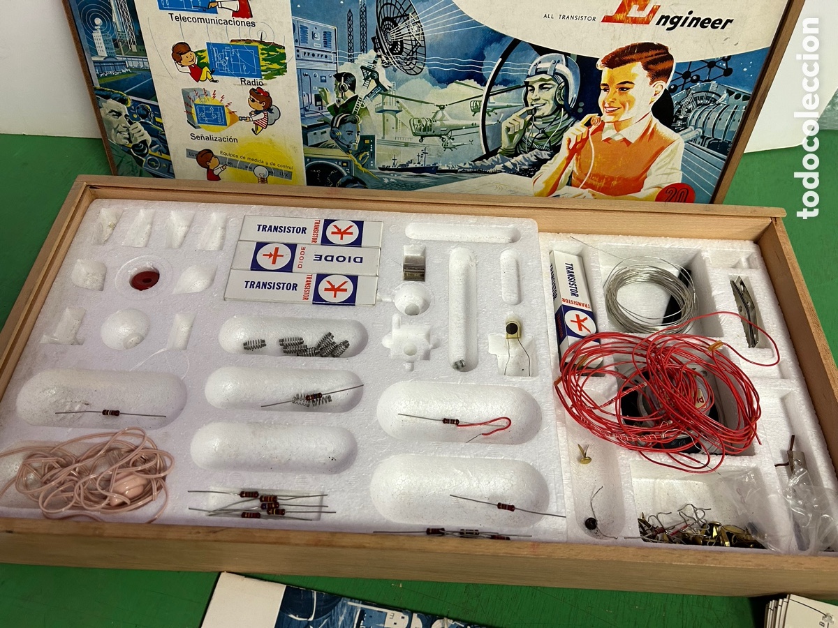 Juegos de mesa: ANTIGUO PHILIPD ELECTRNIC ALL TRANSISTOR ENGINEER E E 8 Y E E 20 EN CAJA DE MADERA INCOMPLETO - Foto 6
