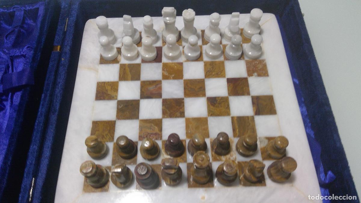 Juegos de mesa: Juego de ajedrez de marmol blanco y veteado - Foto 5