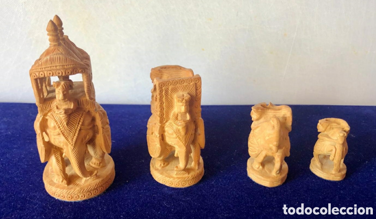 Juegos de mesa: Ajedrez hind&uacute; madera tallada a mano. - Foto 3