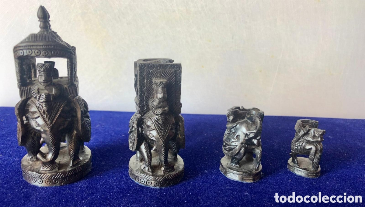 Juegos de mesa: Ajedrez hind&uacute; madera tallada a mano. - Foto 4