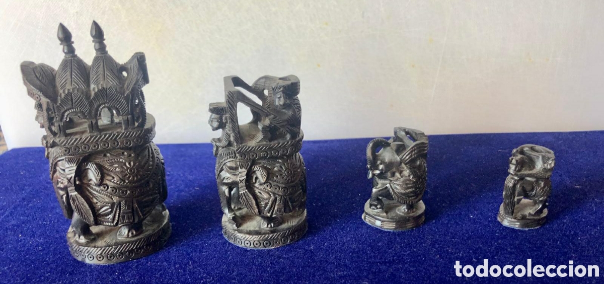 Juegos de mesa: Ajedrez hind&uacute; madera tallada a mano. - Foto 5