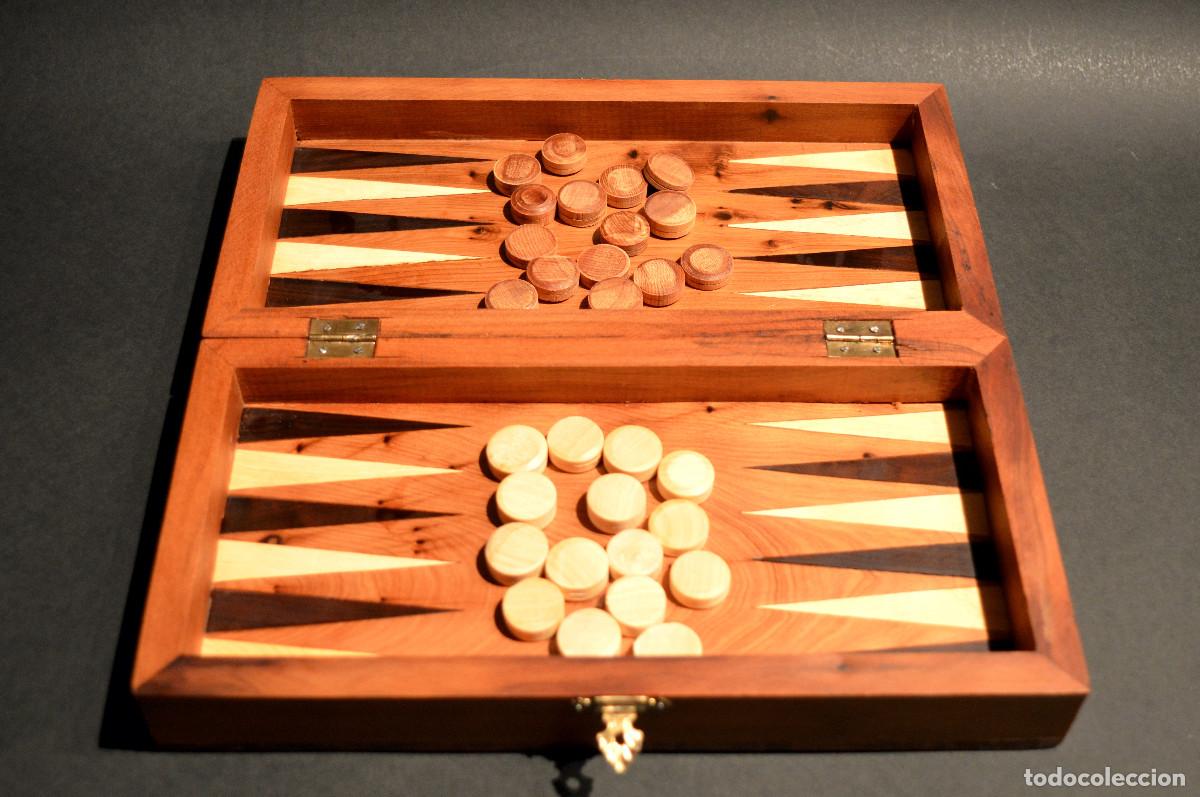 Juegos de mesa: AJEDREZ Y BACKGAMMON EN MARQUETER&Iacute;A DE MADERA Y MALET&Iacute;N HECHO A MANO - Foto 9