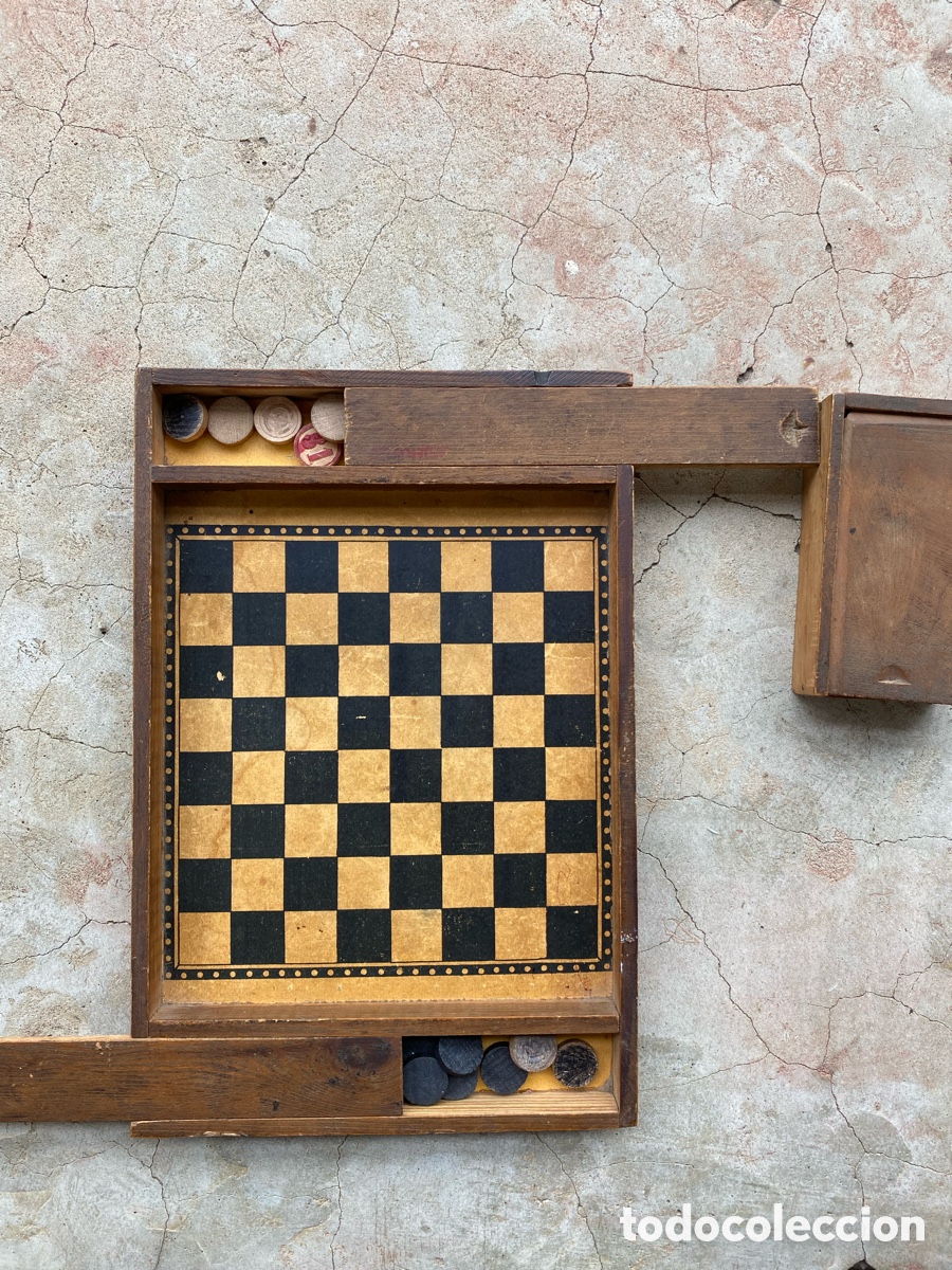 Juegos de mesa: Juego de ajedrez y damas antiguo - Foto 2