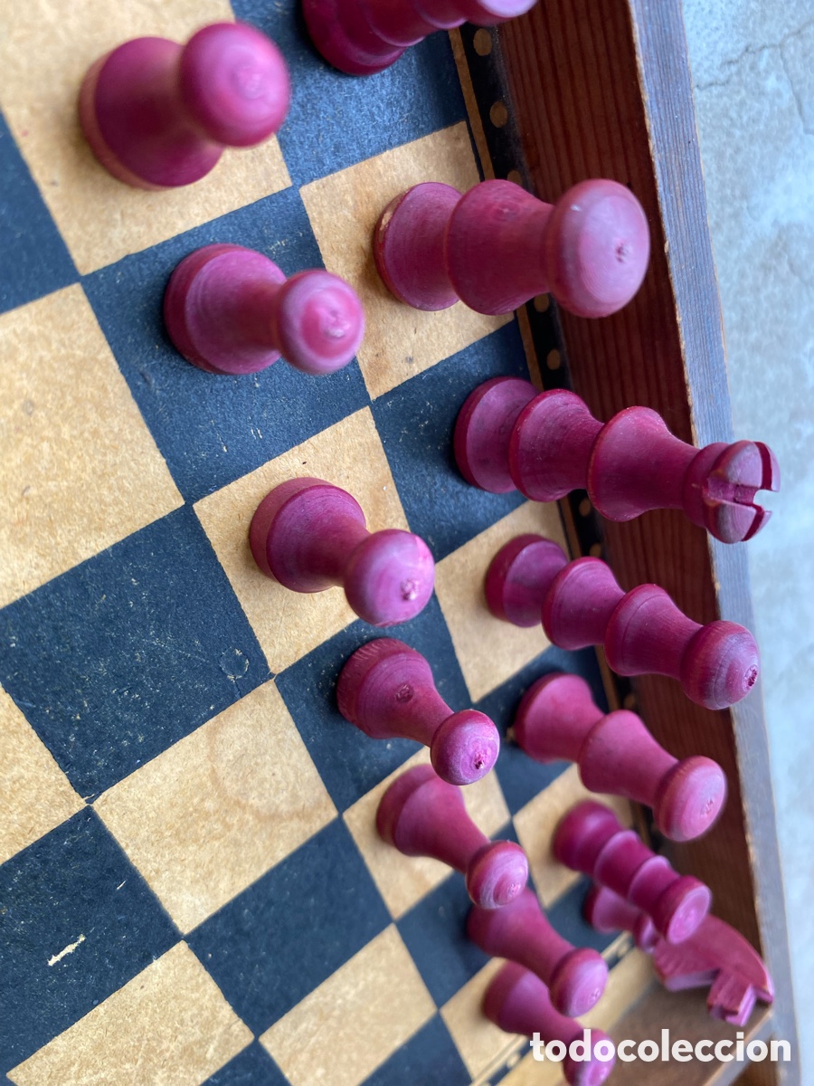 Juegos de mesa: Juego de ajedrez y damas antiguo - Foto 8