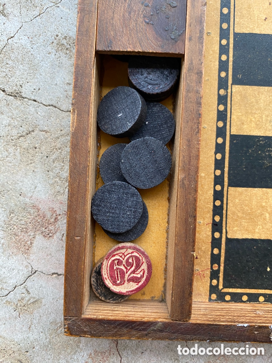 Juegos de mesa: Juego de ajedrez y damas antiguo - Foto 12