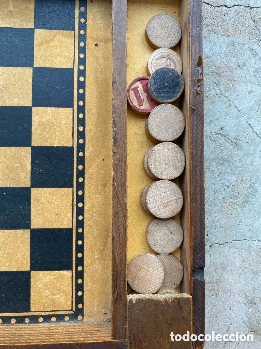 Juegos de mesa: Juego de ajedrez y damas antiguo - Foto 14