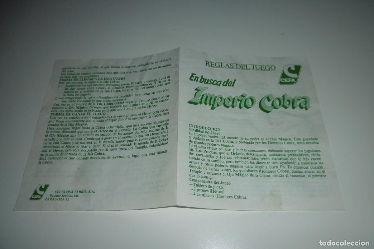 Juegos de mesa: CEFA INSTRUCCIONES REGLA MANUAL DEL IMPERIO COBRA - Foto 1